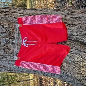 EDDIE BAUER. Mens Red Swim Trunks with White Accents. Size XL. Like New!